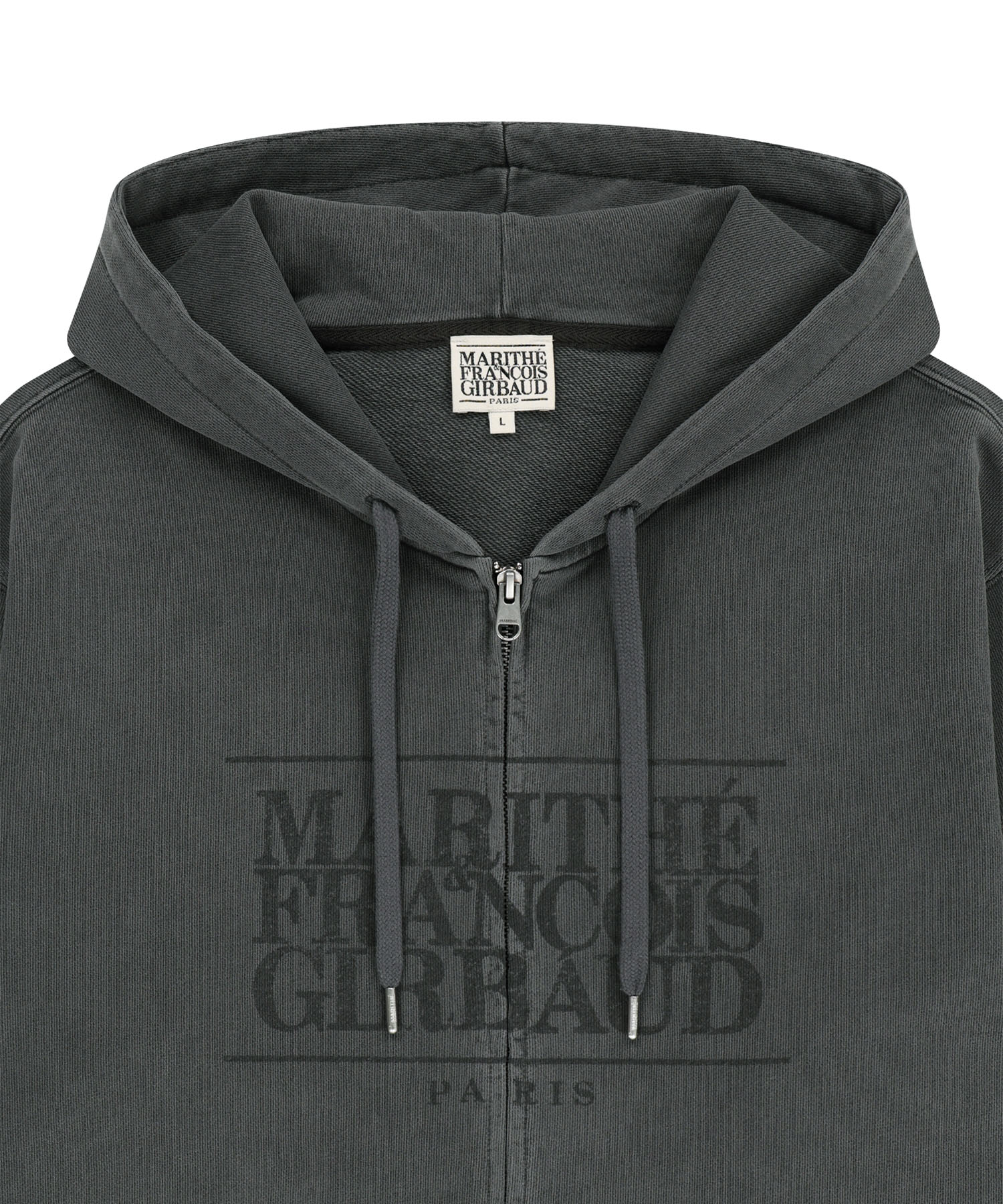 Marithe & Francois Girbaud - Classic Logo Dyeing Hoodie Zipup (Charcoal) product image 8 | TRAB K-Fashion Australia
