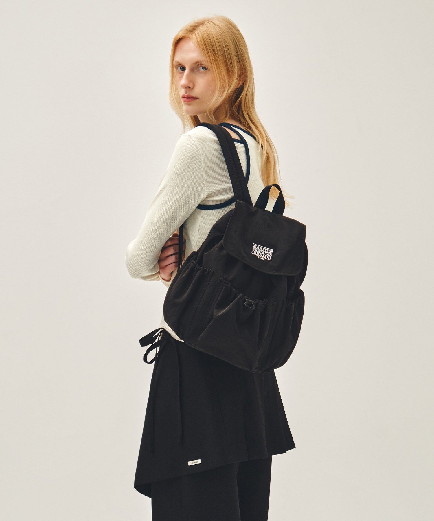 Marithe & Francois Girbaud - Classic Logo Stopper Pocket Backpack (Black) product image 8 | TRAB K-Fashion Australia