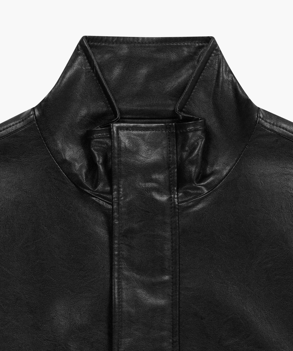 Marithe & Francois Girbaud - Faux Leather High Neck Jacket (Black) product image 8 | TRAB K-Fashion Australia