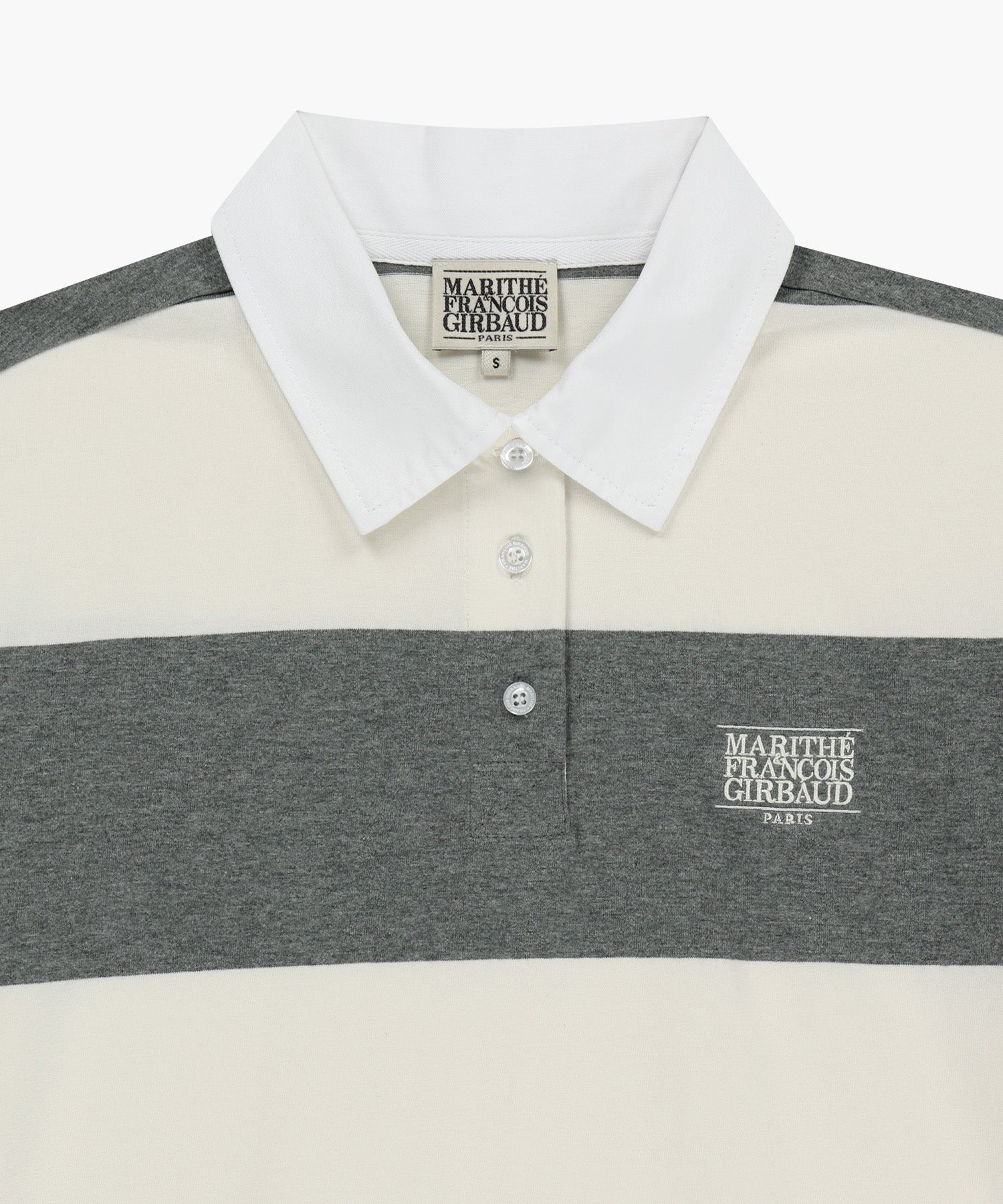 Marithe & Francois Girbaud - Small Classic Logo Rugby Stripe Oversized Collar Tee (Ivory) product image 12 | TRAB K-Fashion Australia