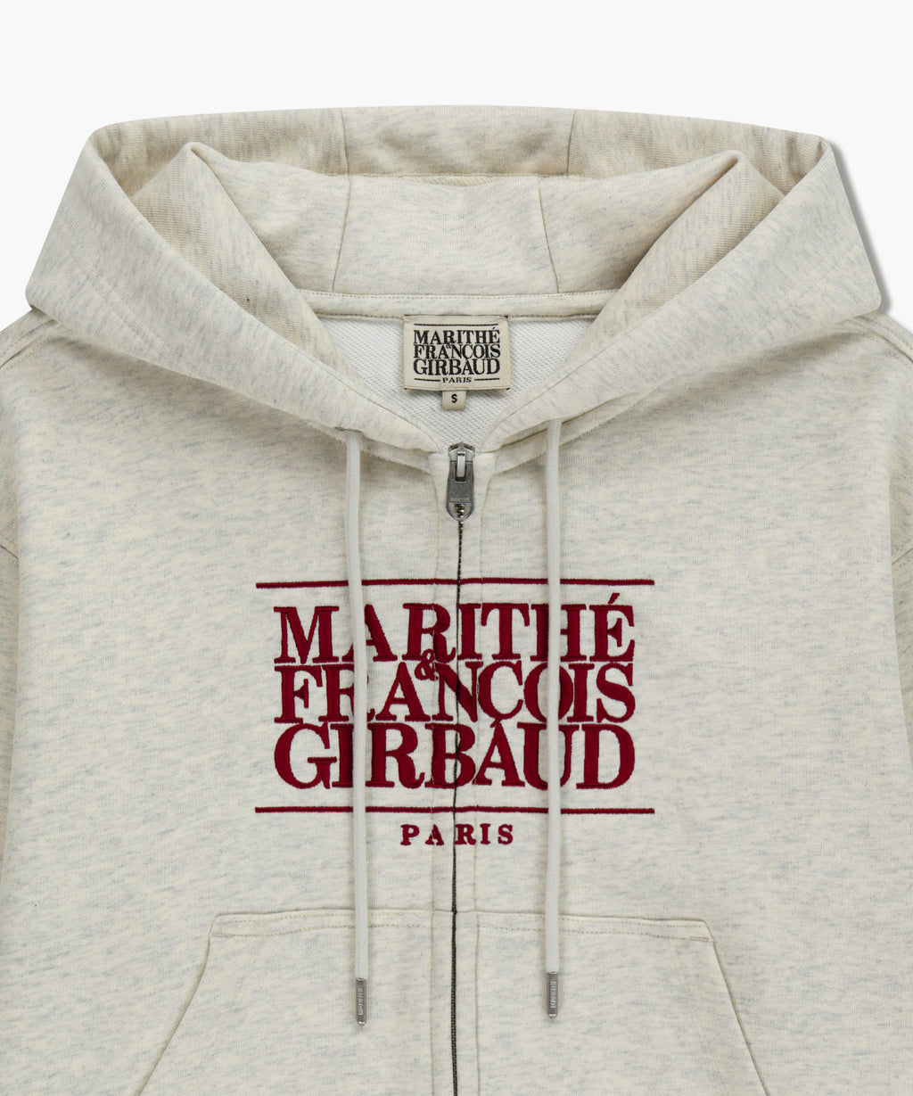 Marithe & Francois Girbaud - Embroidery Classic Logo Crop Hoodie Zipup (Oatmeal) product image 8 | TRAB K-Fashion Australia