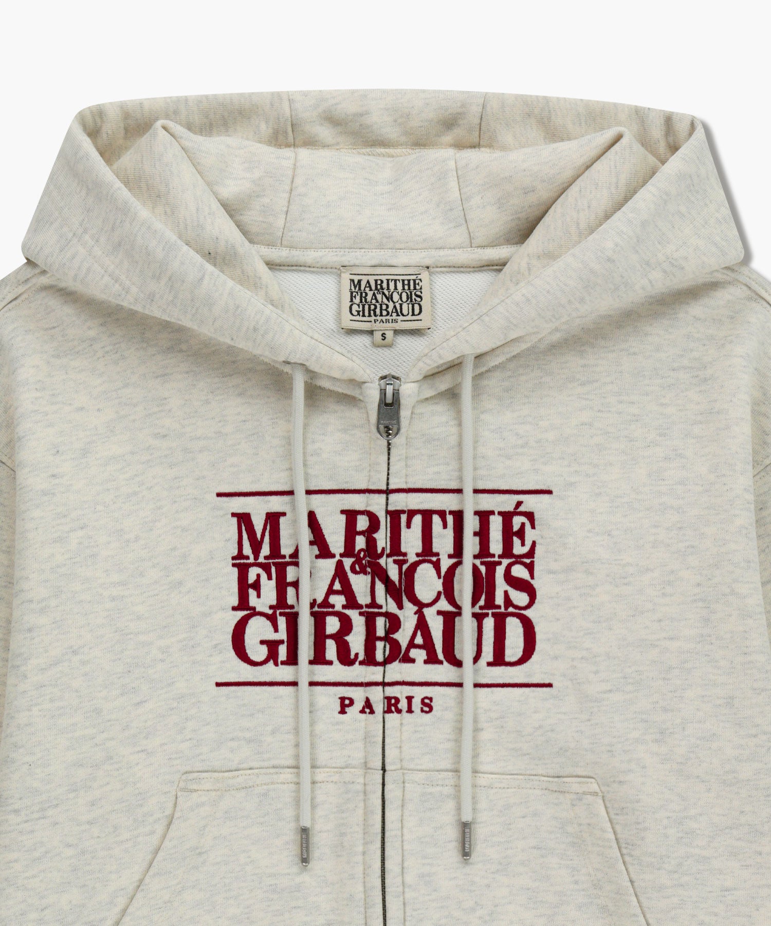 Marithe & Francois Girbaud - Embroidery Classic Logo Crop Hoodie Zipup (Oatmeal) product image 8 | TRAB K-Fashion Australia