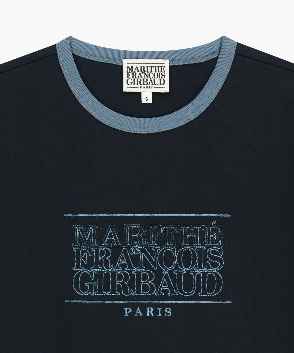 Marithe & Francois Girbaud - [Pre-order – Ships 15 Jul] Classic Logo Applique Ringer Crop Tee (Dark Navy) product image 8 | TRAB K-Fashion Australia