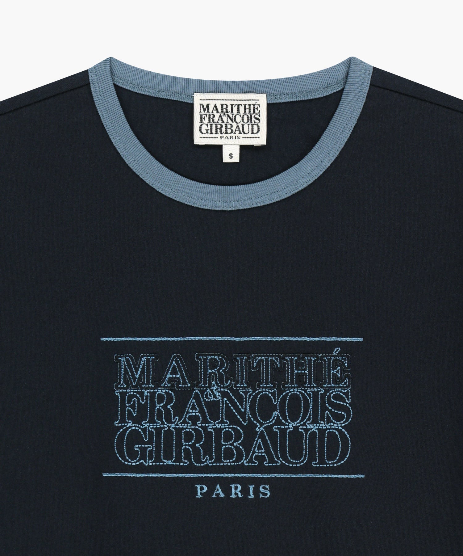 Marithe & Francois Girbaud - [Pre-order – Ships 15 Jul] Classic Logo Applique Ringer Crop Tee (Dark Navy) product image 8 | TRAB K-Fashion Australia