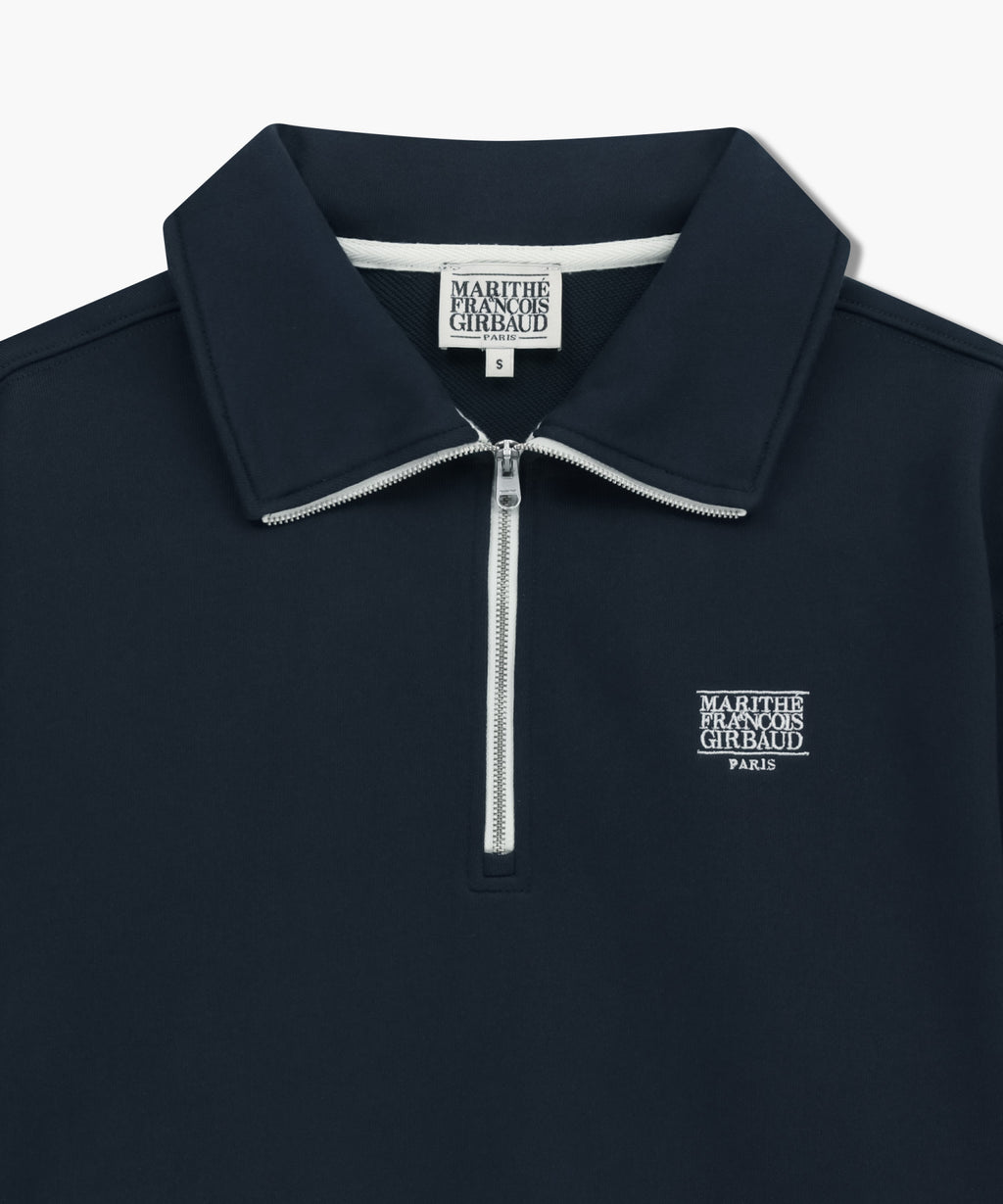 Marithe & Francois Girbaud - Classic Logo Half Zipup Crop Sweatshirt (Navy) product image 8 | TRAB K-Fashion Australia