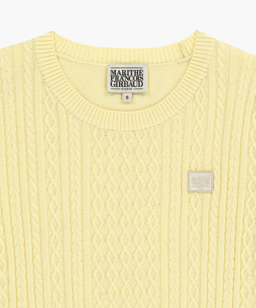 Marithe & Francois Girbaud - Cable Half Knit Pullover (Light Yellow) product image 8 | TRAB K-Fashion Australia