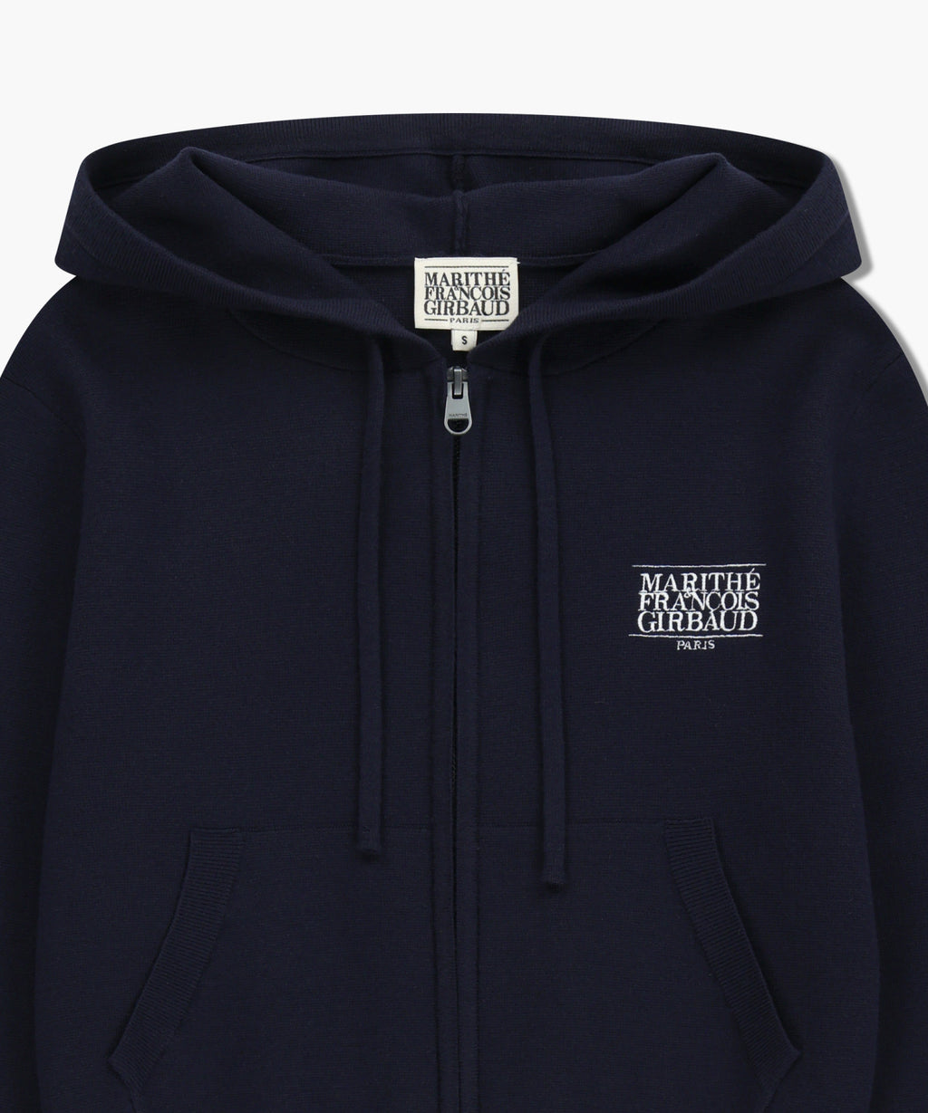 Marithe & Francois Girbaud - Classic Logo Crop Knit Hoodie Zipup (Navy) product image 8 | TRAB K-Fashion Australia