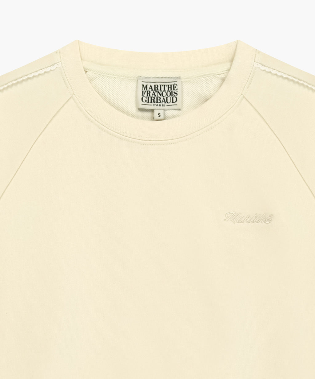 Marithe & Francois Girbaud - Lace Detail Crop Sweatshirt (Ivory) product image 8 | TRAB K-Fashion Australia