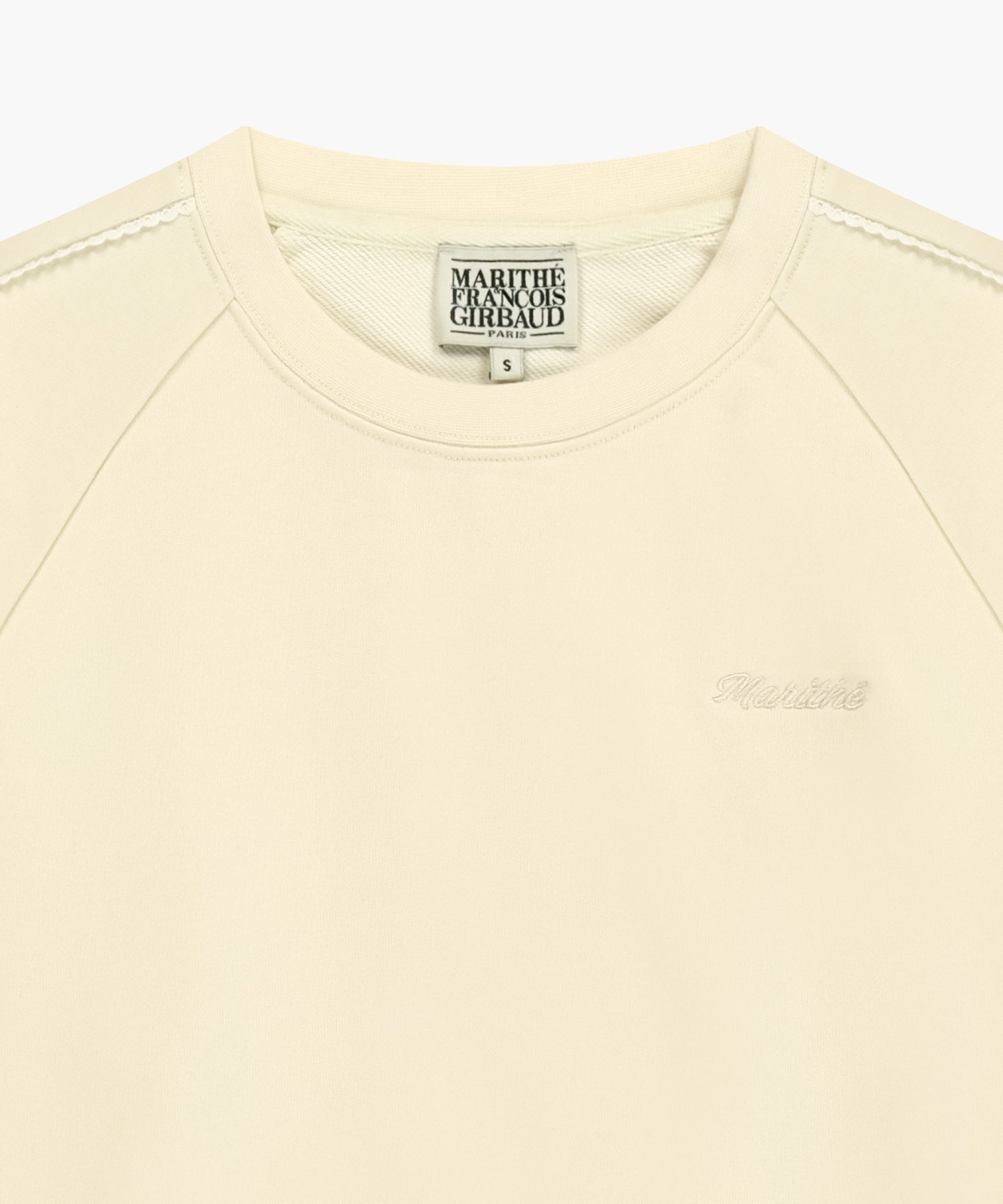 Marithe & Francois Girbaud - Lace Detail Crop Sweatshirt (Ivory) product image 8 | TRAB K-Fashion Australia