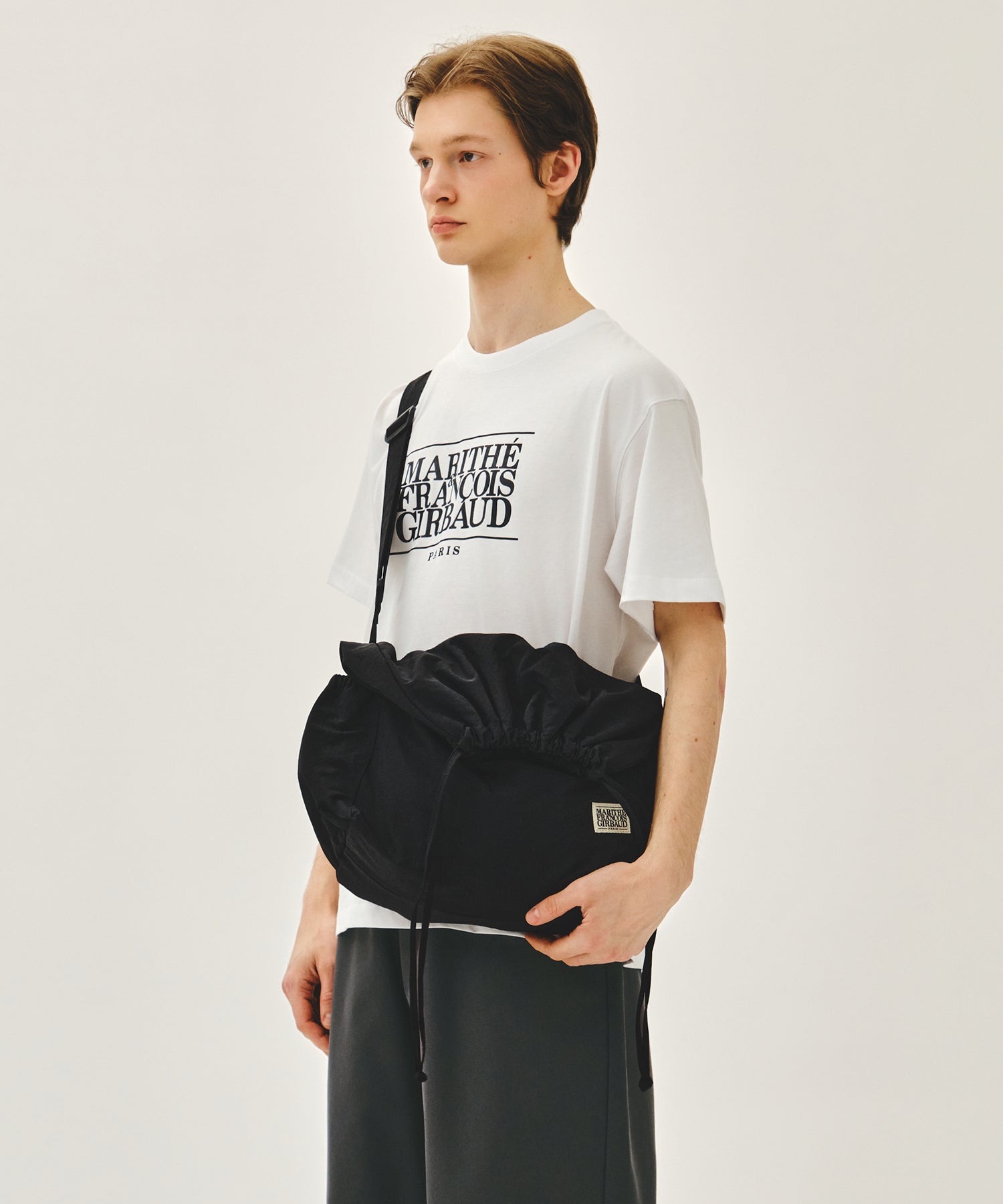 Marithe & Francois Girbaud - Classic Logo String Nylon Cross Bag (Black) product image 7 | TRAB K-Fashion Australia