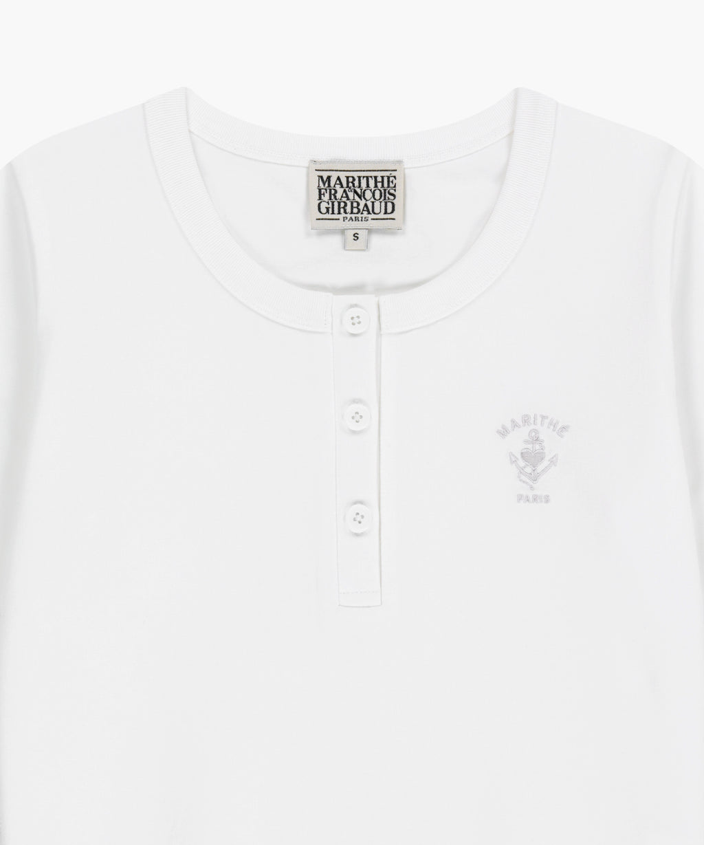 Marithe & Francois Girbaud - Stripe Henley Neck Tee (White) product image 8 | TRAB K-Fashion Australia