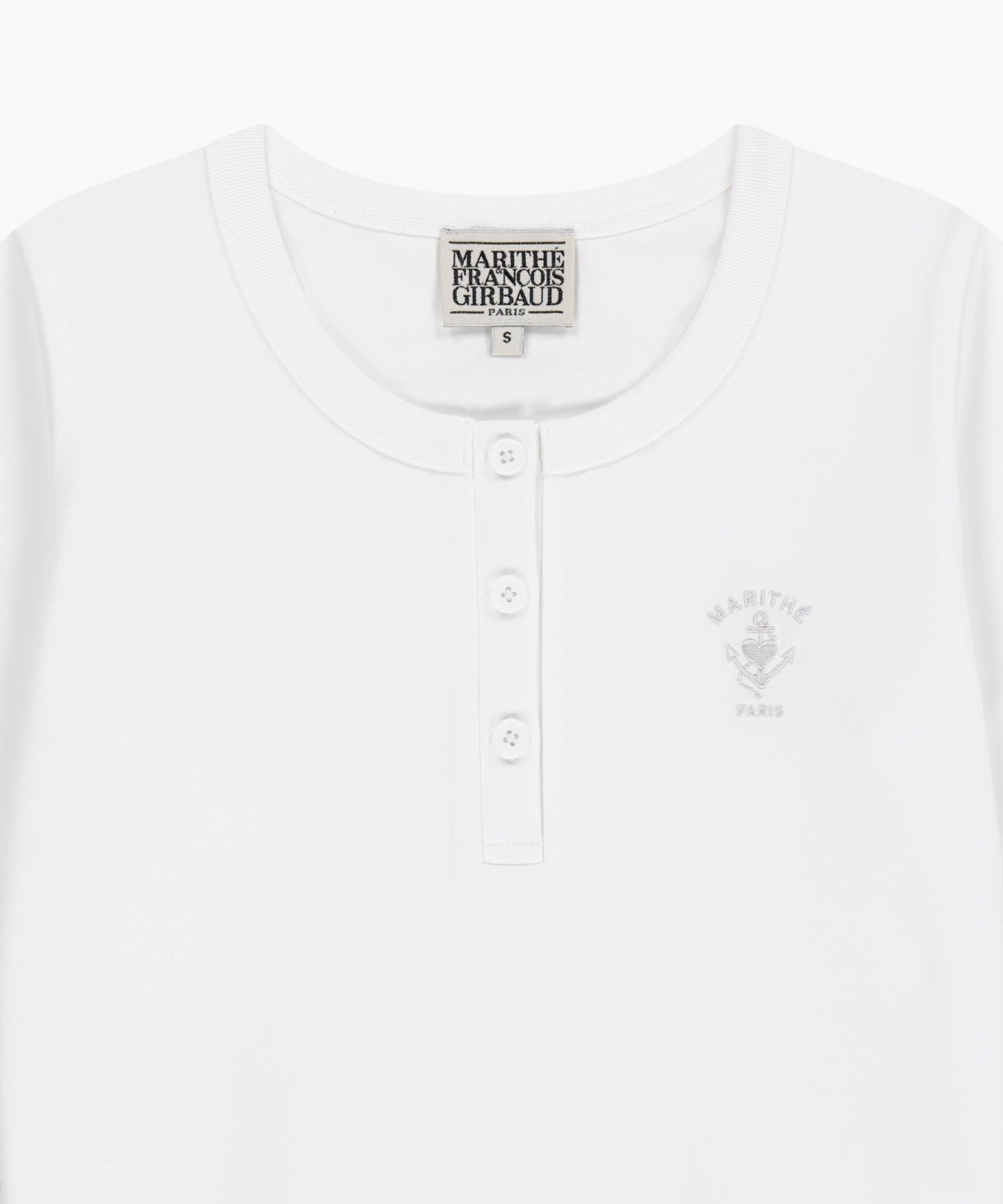 Marithe & Francois Girbaud - Stripe Henley Neck Tee (White) product image 8 | TRAB K-Fashion Australia