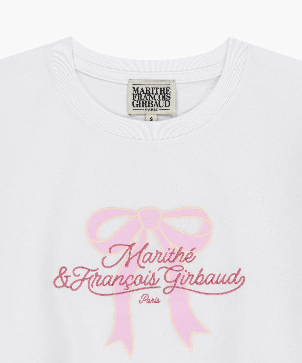 Marithe & Francois Girbaud - Sorona Cool Ribbon Graphic Crop Tee (White) product image 8 | TRAB K-Fashion Australia