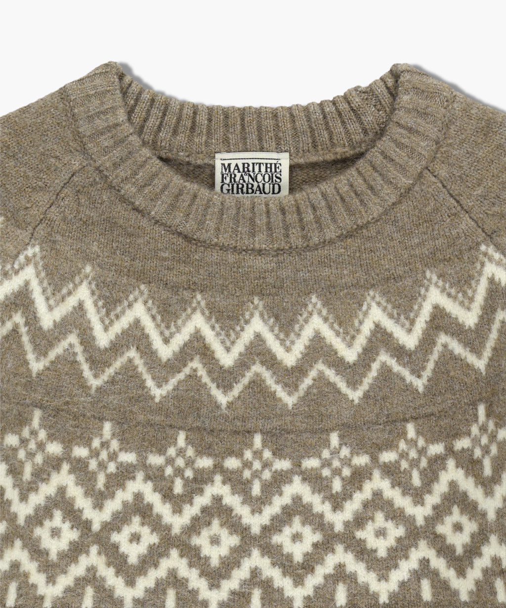 Marithe & Francois Girbaud - Fairisle Crew Neck Knit Pullover (Beige) product image 8 | TRAB K-Fashion Australia