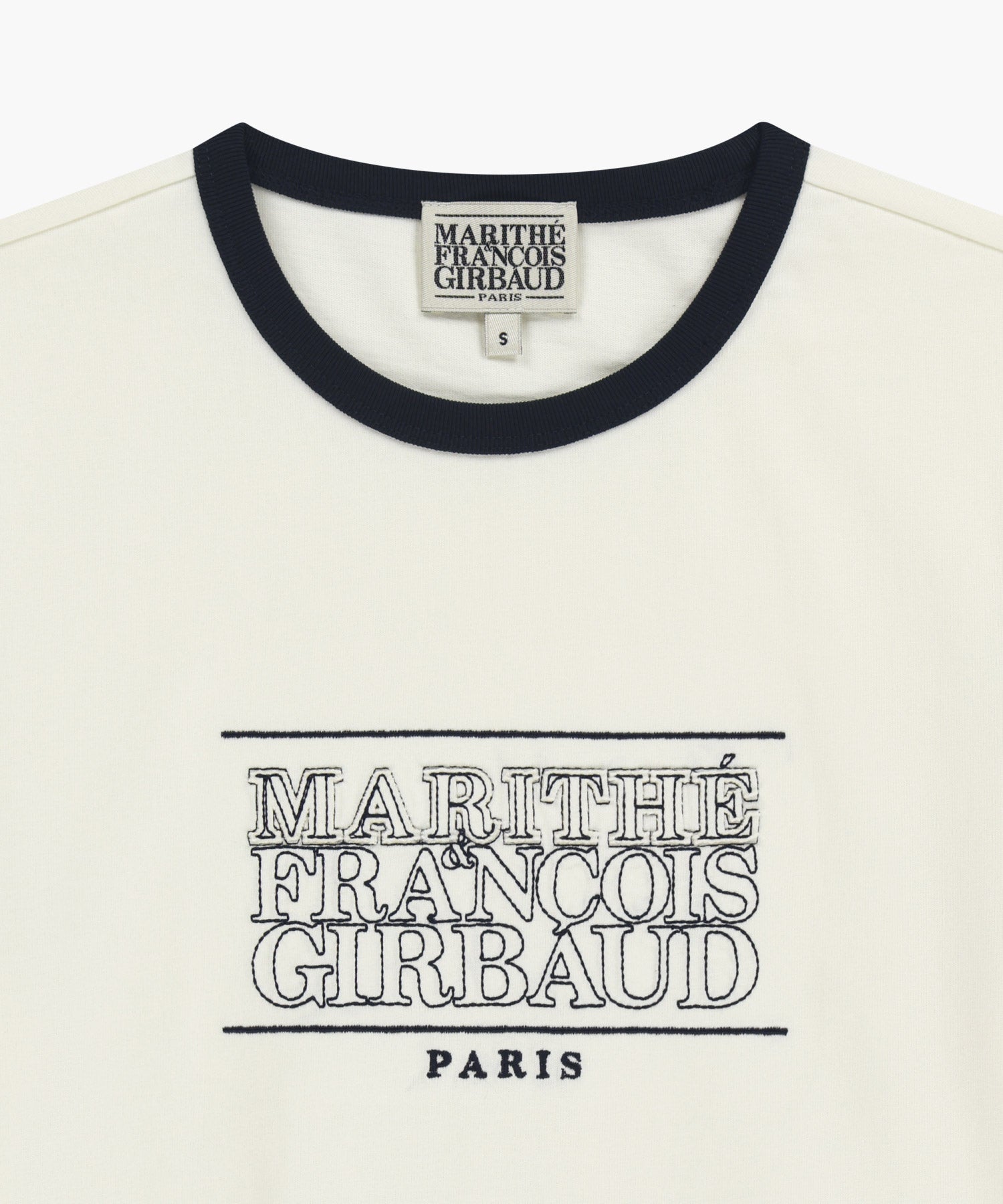 Marithe & Francois Girbaud - Classic Logo Applique Ringer Crop Tee (Ivory) product image 8 | TRAB K-Fashion Australia