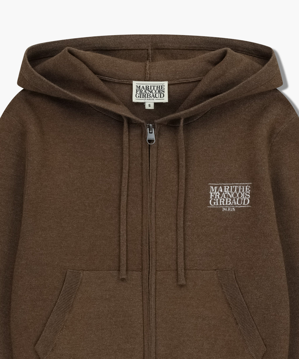Marithe & Francois Girbaud - Classic Logo Crop Knit Hoodie Zipup (Brown) product image 8 | TRAB K-Fashion Australia