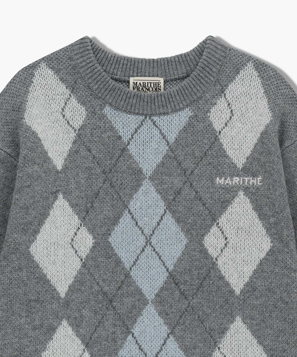 Marithe & Francois Girbaud - Argyle Jqd Knit Pullover (Heather Gray) product image 8 | TRAB K-Fashion Australia