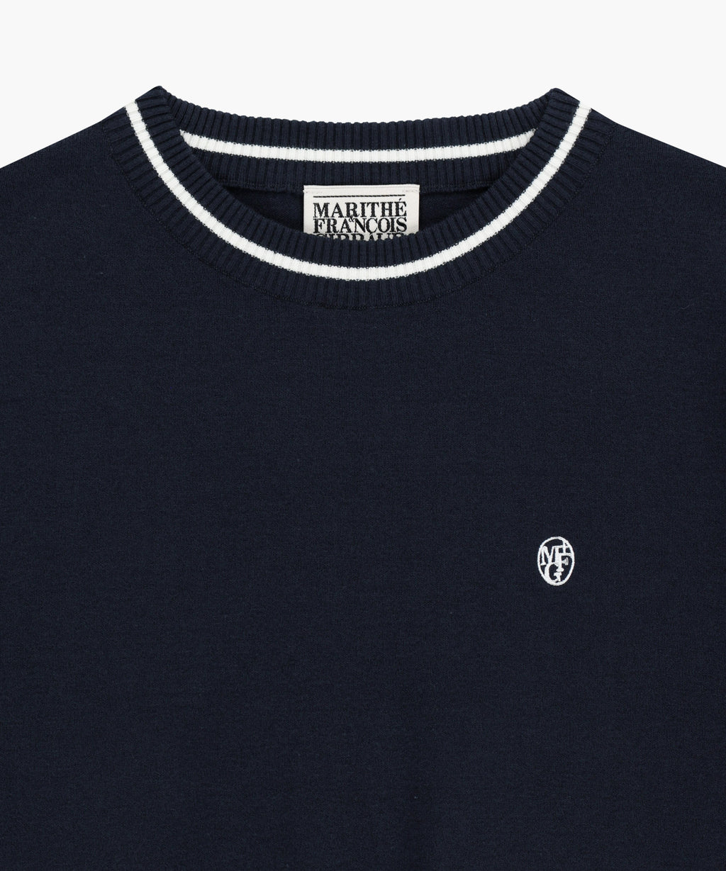 Marithe & Francois Girbaud - Circle Logo Half Knit Pullover (Navy) product image 8 | TRAB K-Fashion Australia