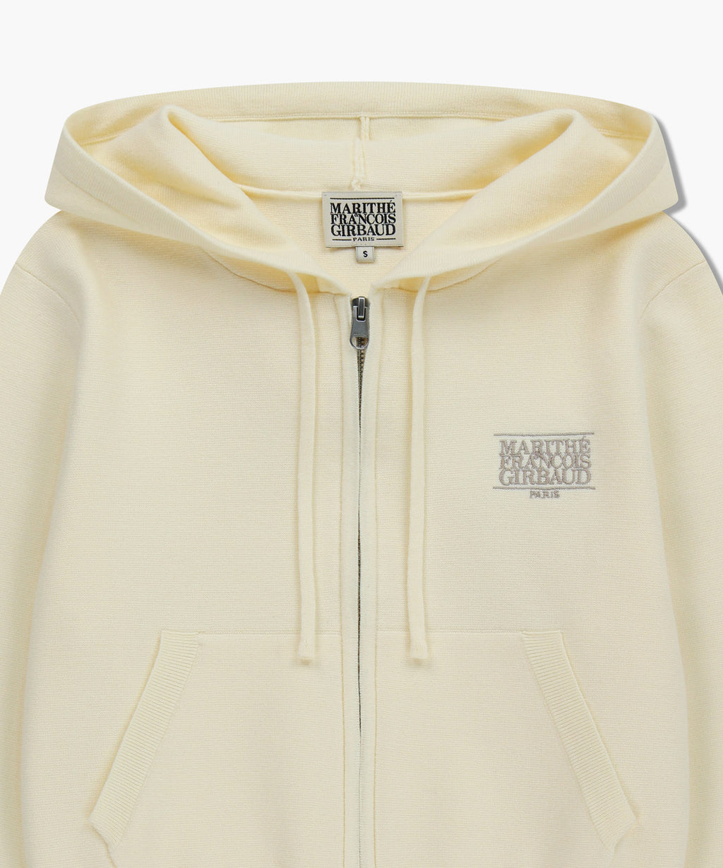 Marithe & Francois Girbaud - Classic Logo Crop Knit Hoodie Zipup (Ivory) product image 8 | TRAB K-Fashion Australia