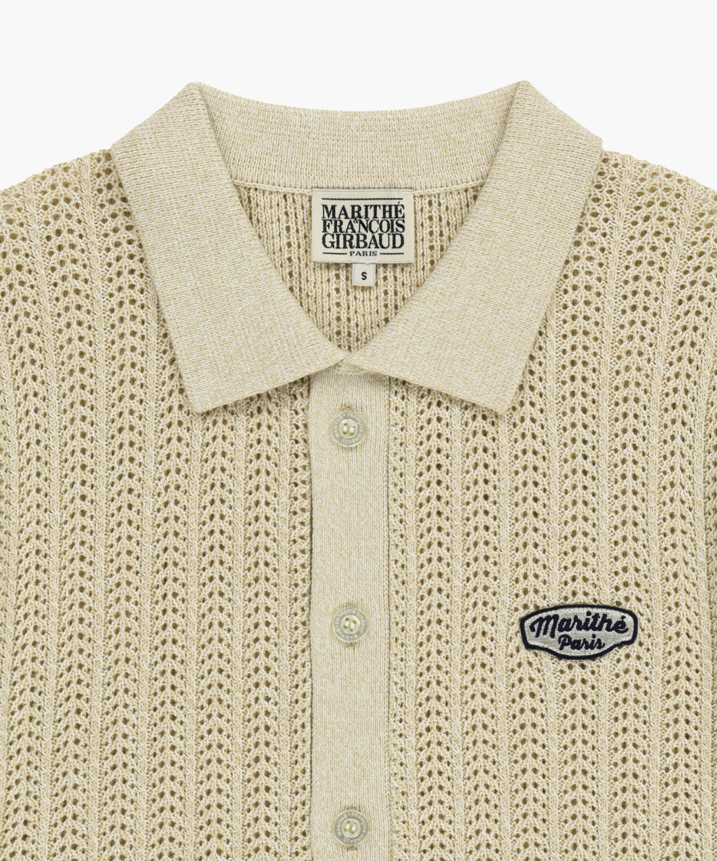 Marithe & Francois Girbaud - Wappen Crochet Half Knit Cardigan (Beige) product image 8 | TRAB K-Fashion Australia