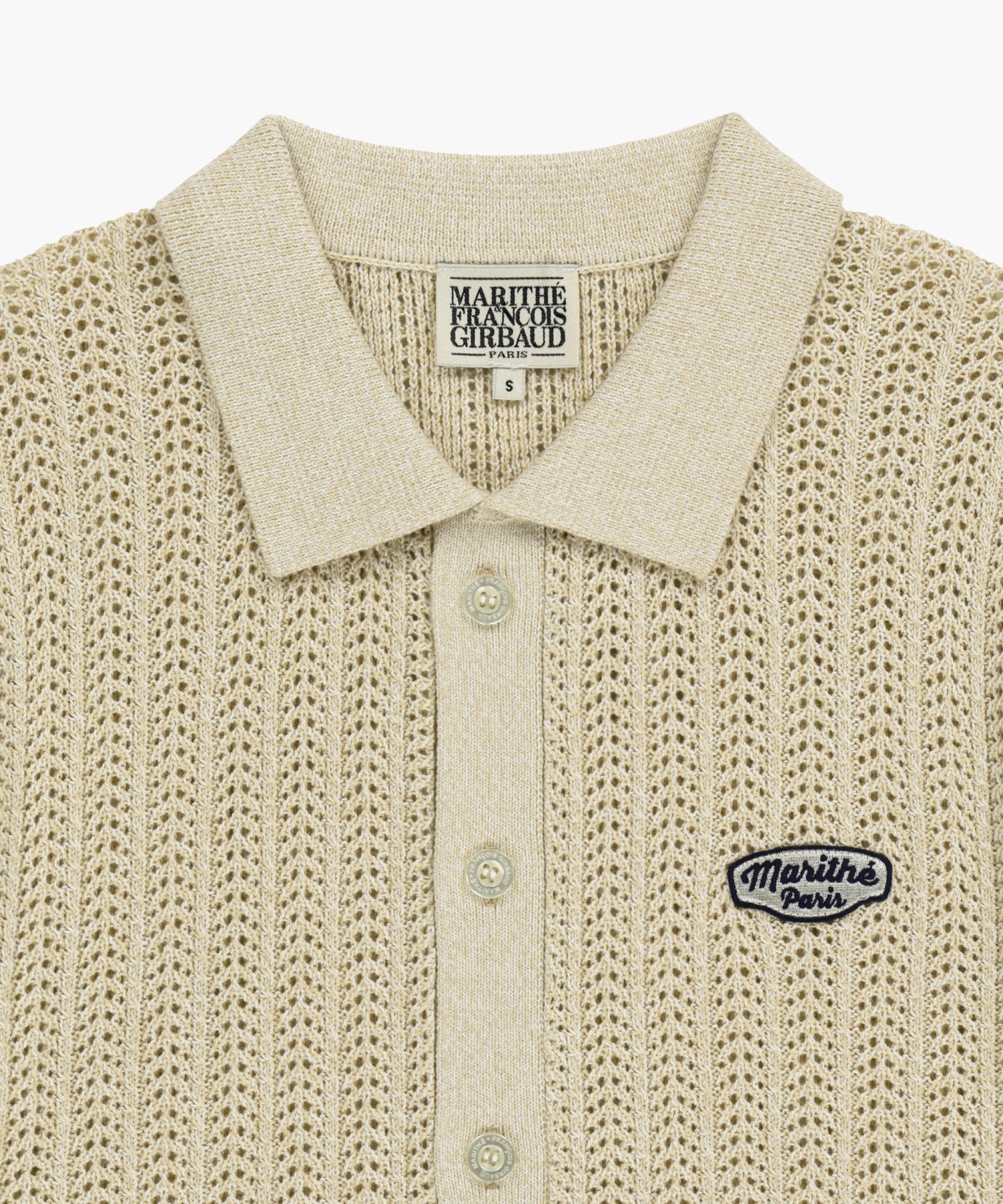 Marithe & Francois Girbaud - Wappen Crochet Half Knit Cardigan (Beige) product image 8 | TRAB K-Fashion Australia