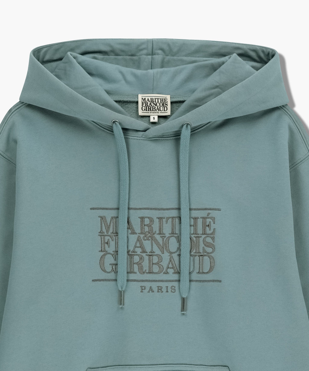 Marithe & Francois Girbaud - Classic Logo Embroidery Hoodie (brushed) (Mint Gray) product image 8 | TRAB K-Fashion Australia
