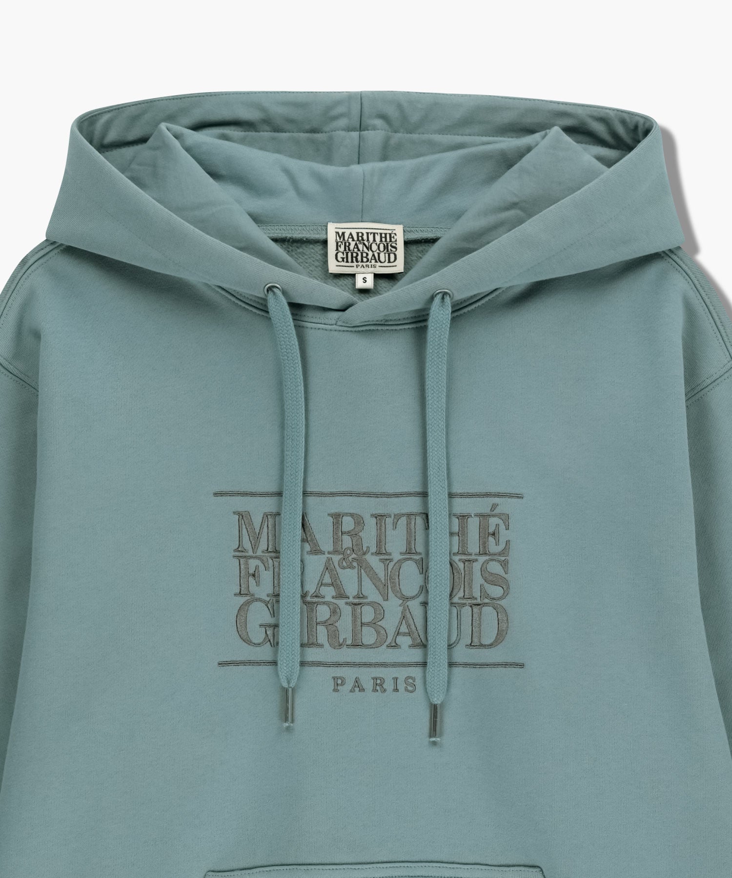 Marithe & Francois Girbaud - Classic Logo Embroidery Hoodie (brushed) (Mint Gray) product image 8 | TRAB K-Fashion Australia