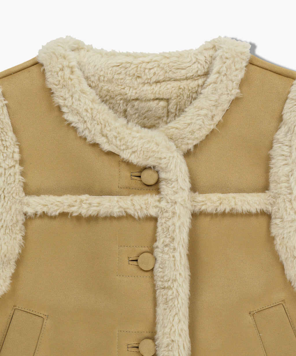 Marithe & Francois Girbaud - Shearling Crop Vest (Beige) product image 8 | TRAB K-Fashion Australia