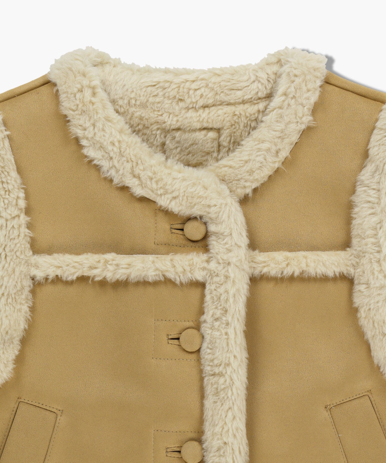 Marithe & Francois Girbaud - Shearling Crop Vest (Beige) product image 8 | TRAB K-Fashion Australia