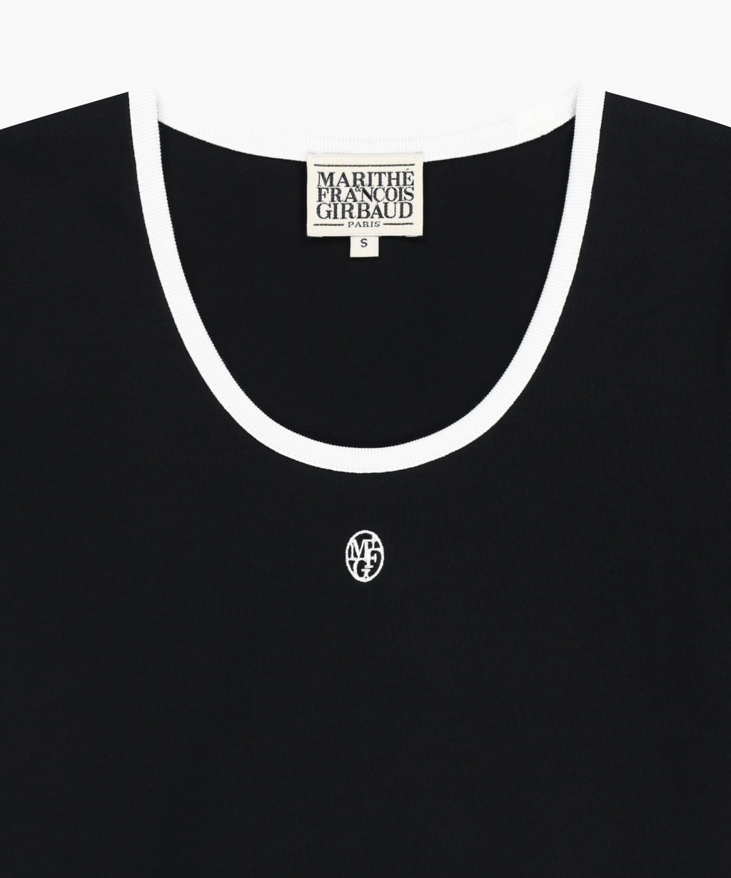 Marithe & Francois Girbaud - Deep Neck Ringer Tee (White/Black) product image 8 | TRAB K-Fashion Australia