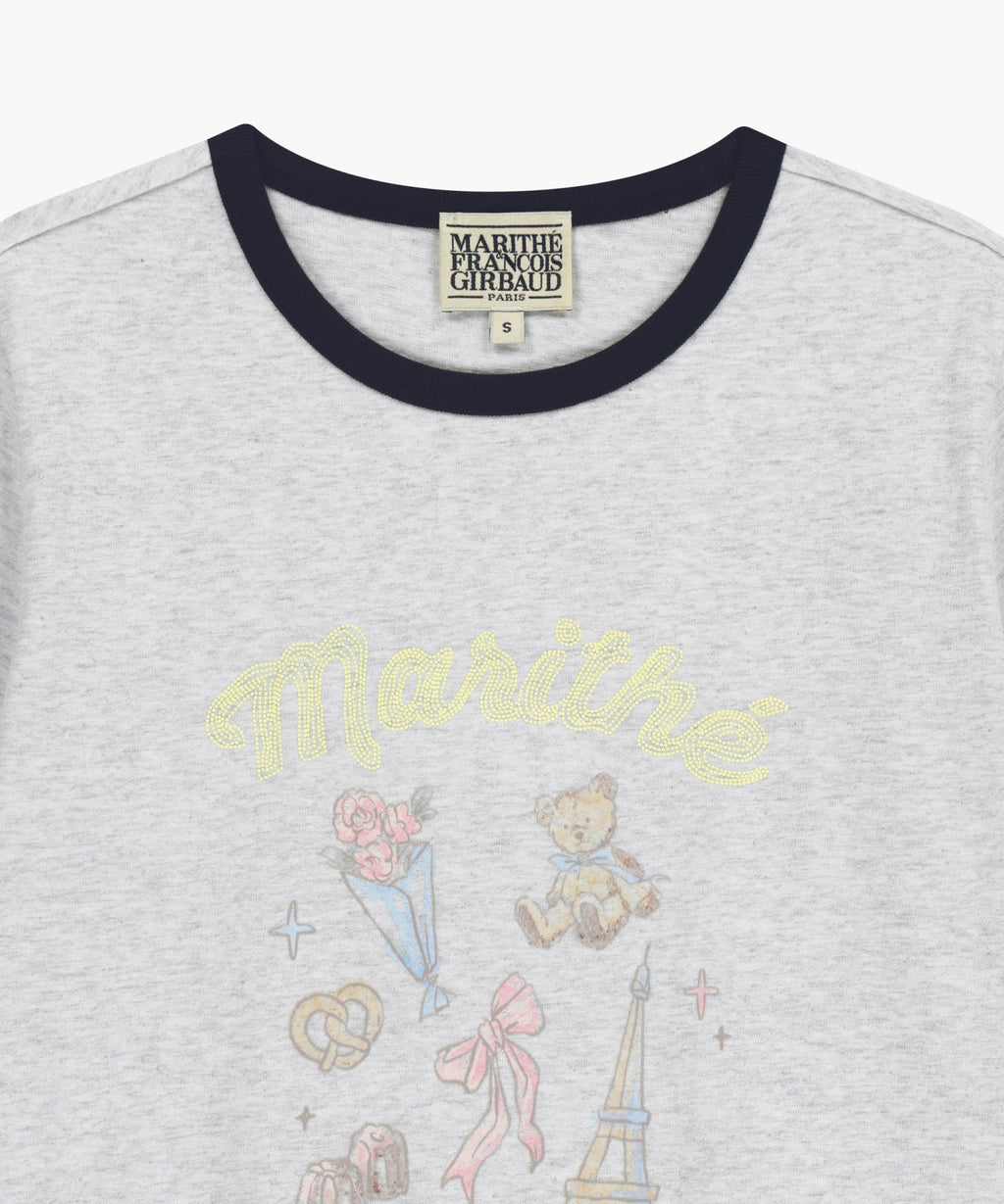 Marithe & Francois Girbaud - Paris Graphic Ringer Tee (Light Heather Gray) product image 8 | TRAB K-Fashion Australia