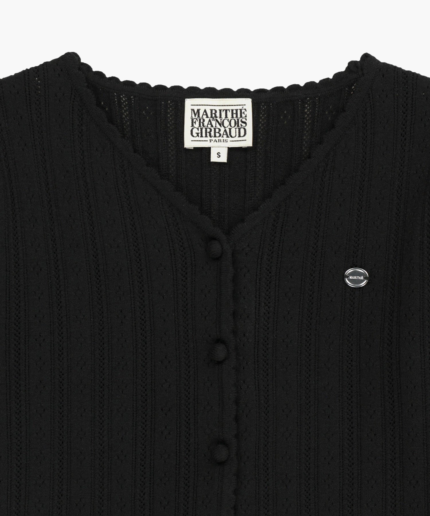 Marithe & Francois Girbaud - V-neck Crochet Knit Cardigan (Black) product image 8 | TRAB K-Fashion Australia