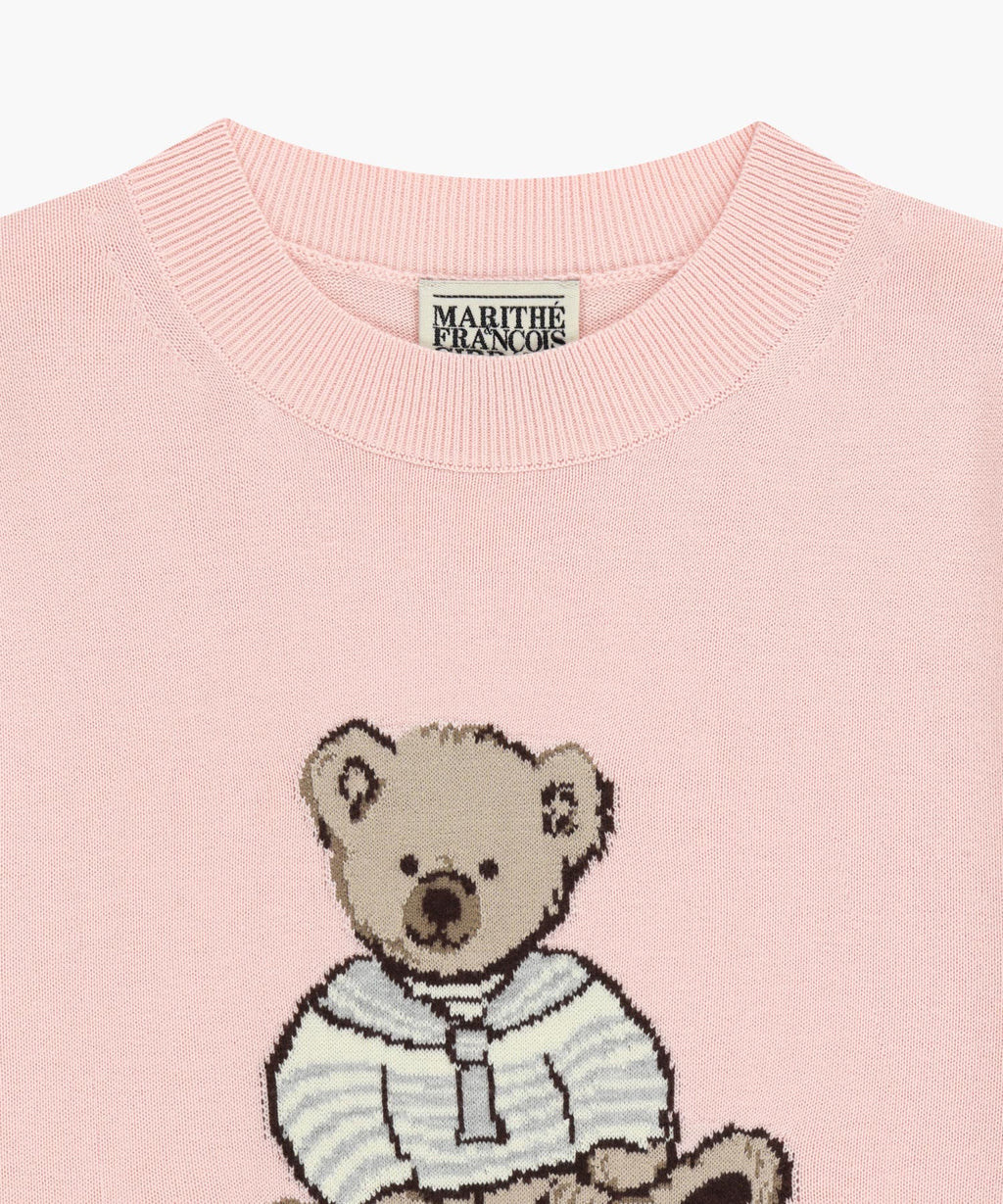 Marithe & Francois Girbaud - Doodle Bear Half Knit Pullover (Light Pink) product image 8 | TRAB K-Fashion Australia