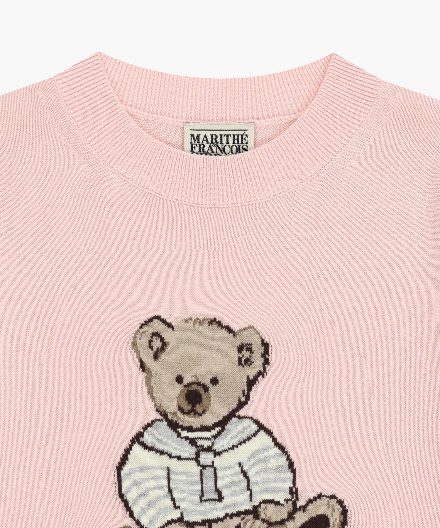 Marithe & Francois Girbaud - Doodle Bear Half Knit Pullover (Light Pink) product image 8 | TRAB K-Fashion Australia