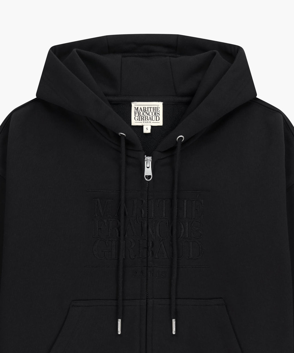 Marithe & Francois Girbaud - Classic Logo Crop Hoodie Zipup (Black Black) product image 8 | TRAB K-Fashion Australia