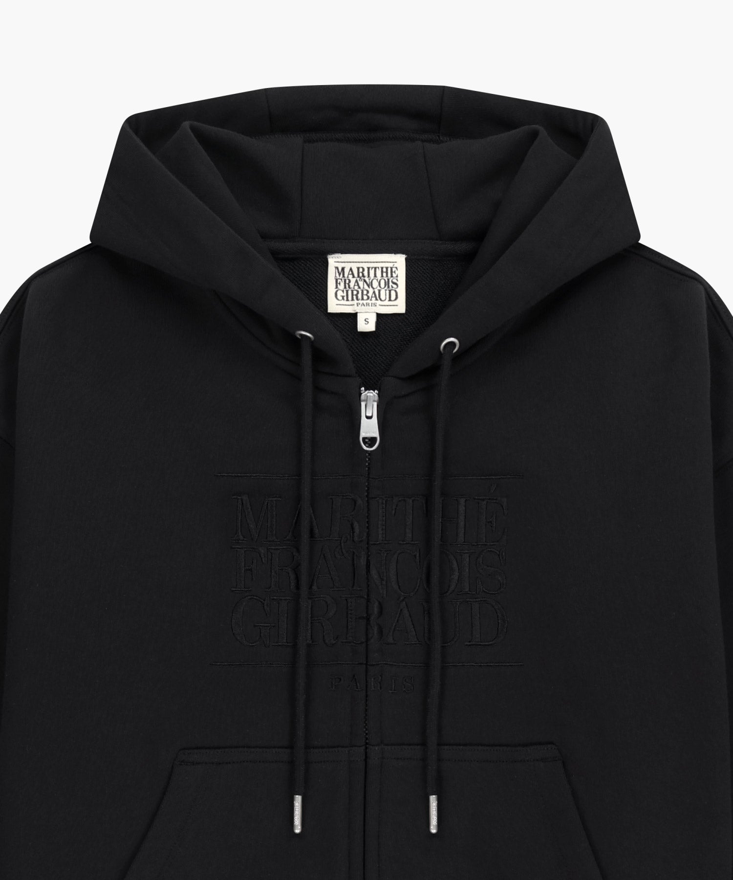 Marithe & Francois Girbaud - Classic Logo Crop Hoodie Zipup (Black Black) product image 8 | TRAB K-Fashion Australia