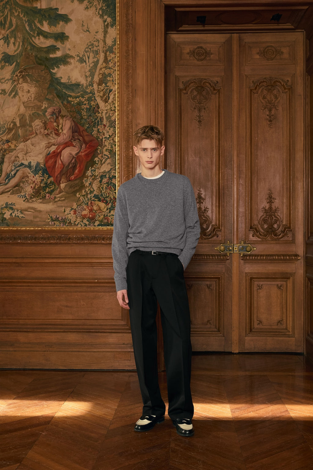 STU - Pin Tuck V-neck Knit (Grey) product image 9 | TRAB K-Fashion Australia