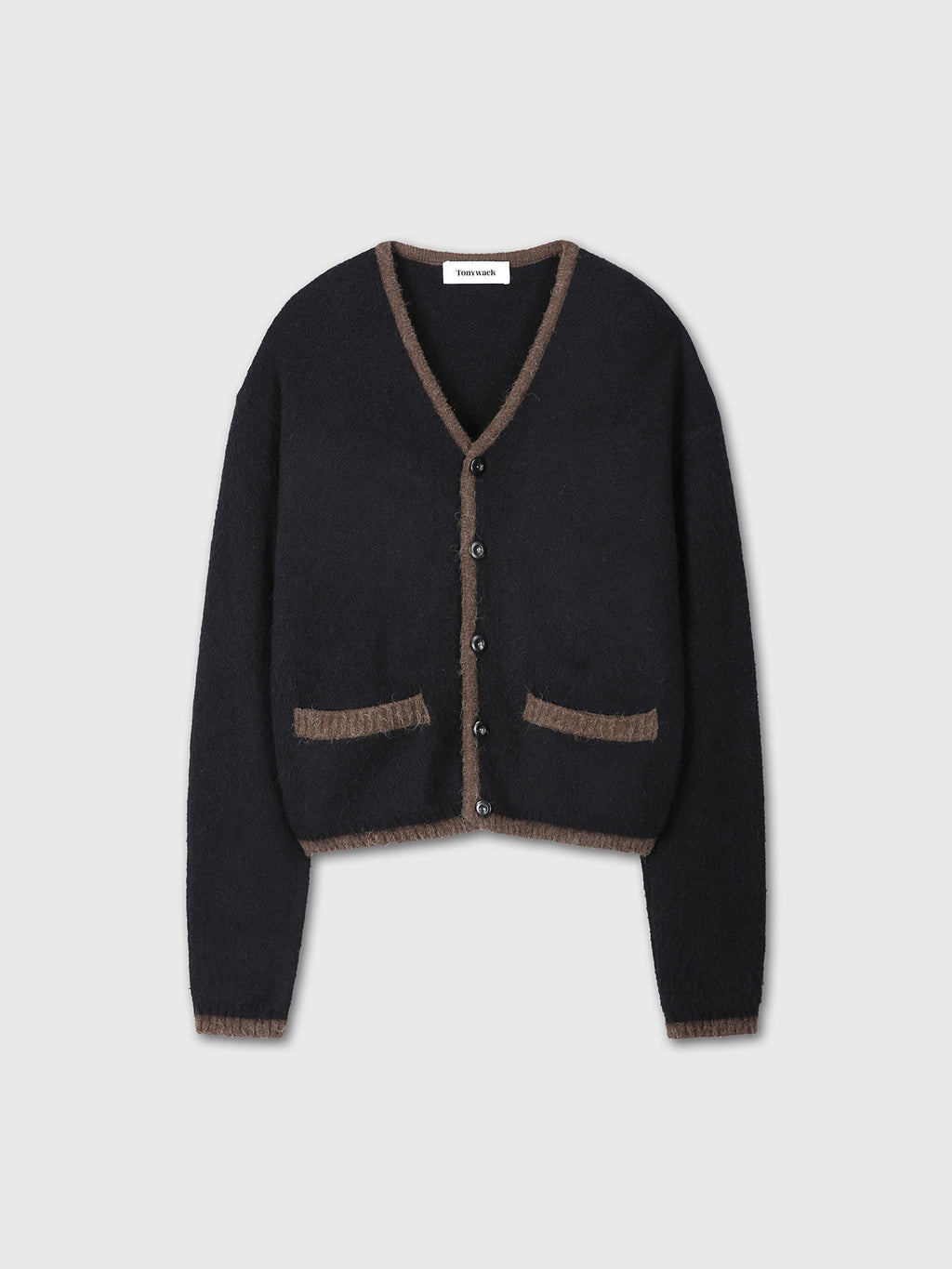 Tonywack - Brushed Classic Tipped Cardigan (Brown/Black) product image 9 | TRAB K-Fashion Australia
