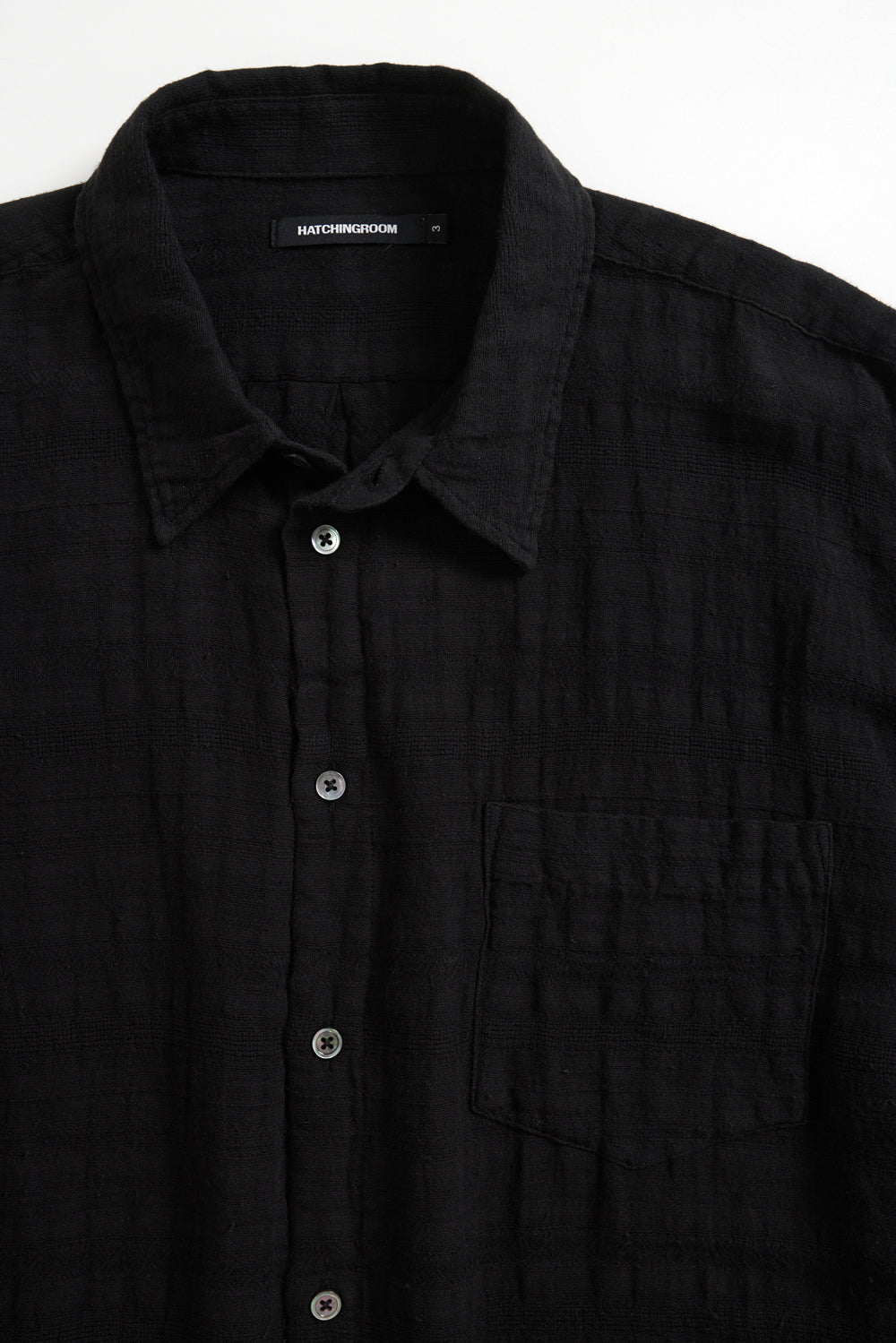 Hatchingroom - Classic Shirt Gauze Stripe Over Dyed (Black) product image 3 | TRAB K-Fashion Australia