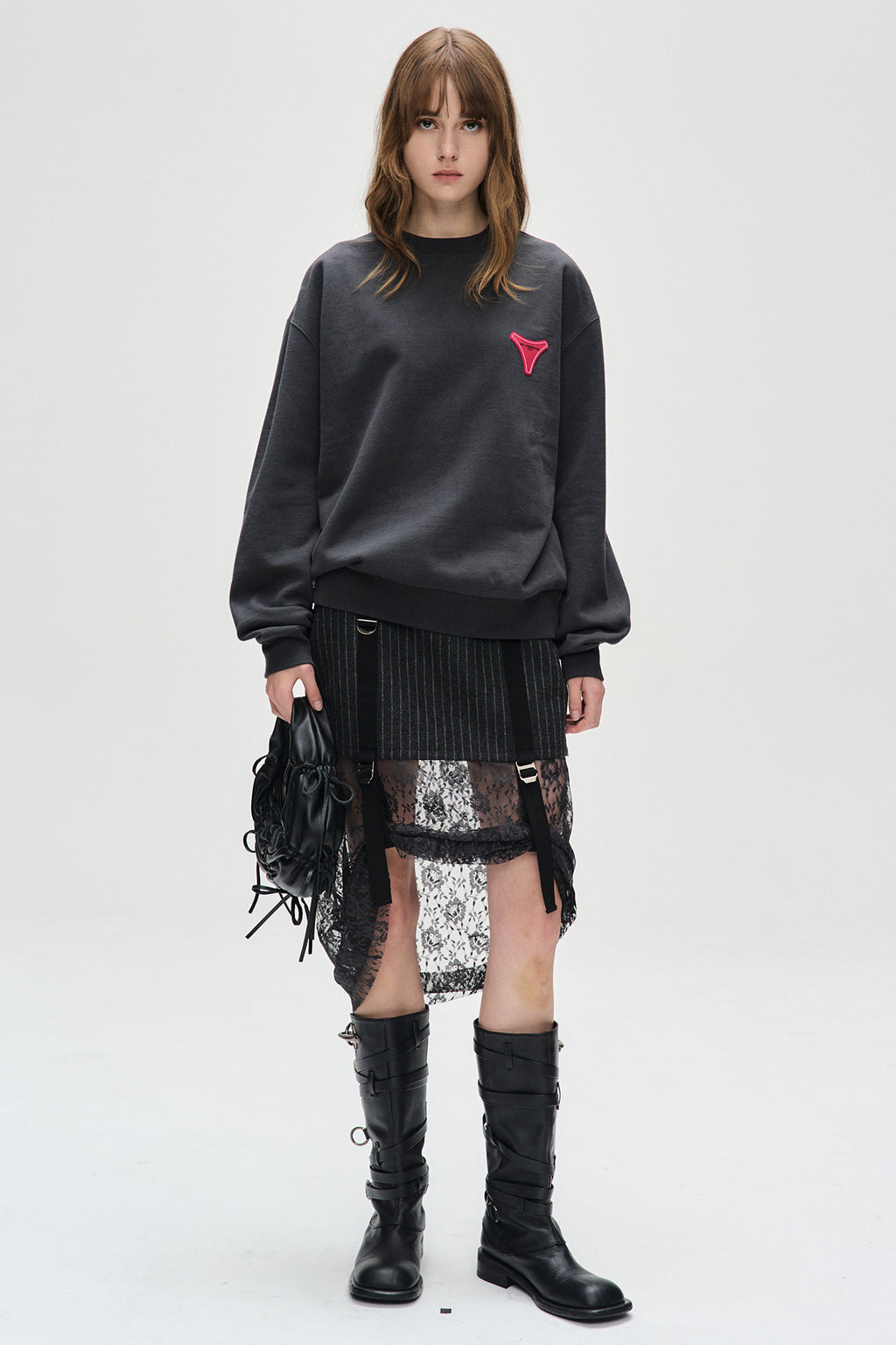 Andersson Bell - Unisex Stool Patch Logo Sweatshirts (Charcoal) product image 5 | TRAB K-Fashion Australia