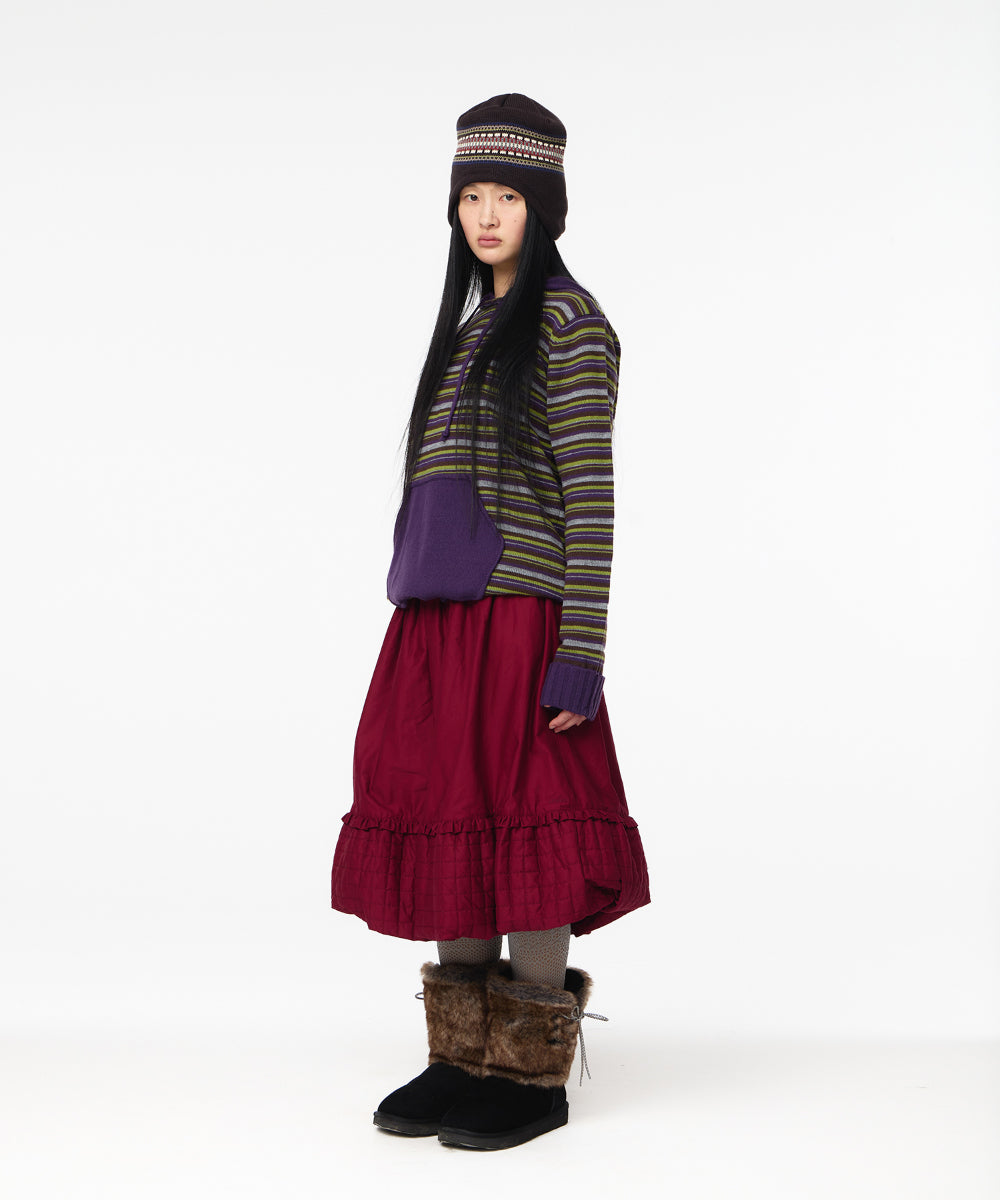 Coyseio - Quilted Shirring Balloon Skirt (Burgundy) product image 10 | TRAB K-Fashion Australia