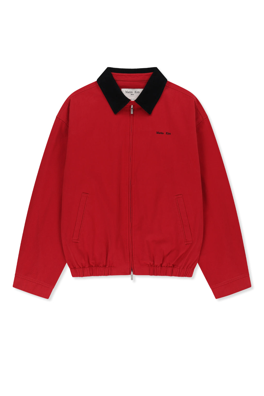 Matin Kim - Corduroy Contrast Trim Blouson Jumper (Red) product image 1 | TRAB K-Fashion Australia