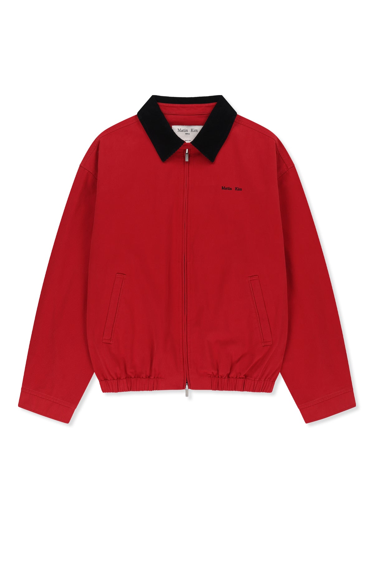 Matin Kim - Corduroy Contrast Trim Blouson Jumper (Red) product image 1 | TRAB K-Fashion Australia