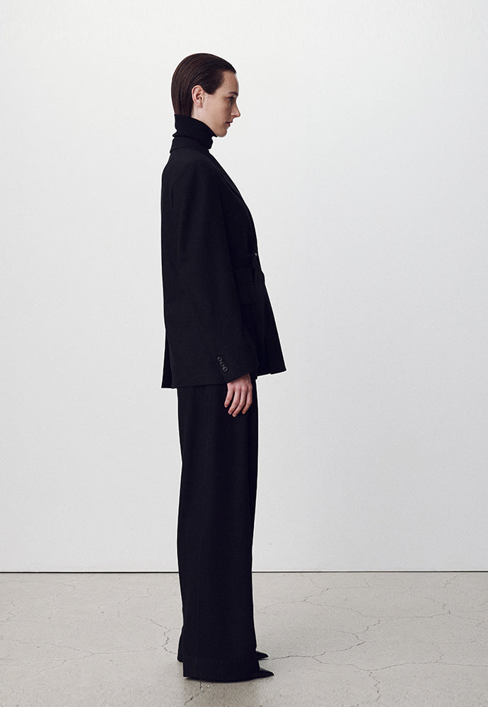 Tonywack - Virgin Wool Double-Pleats Wide Trousers (Black) product image 3 | TRAB K-Fashion Australia