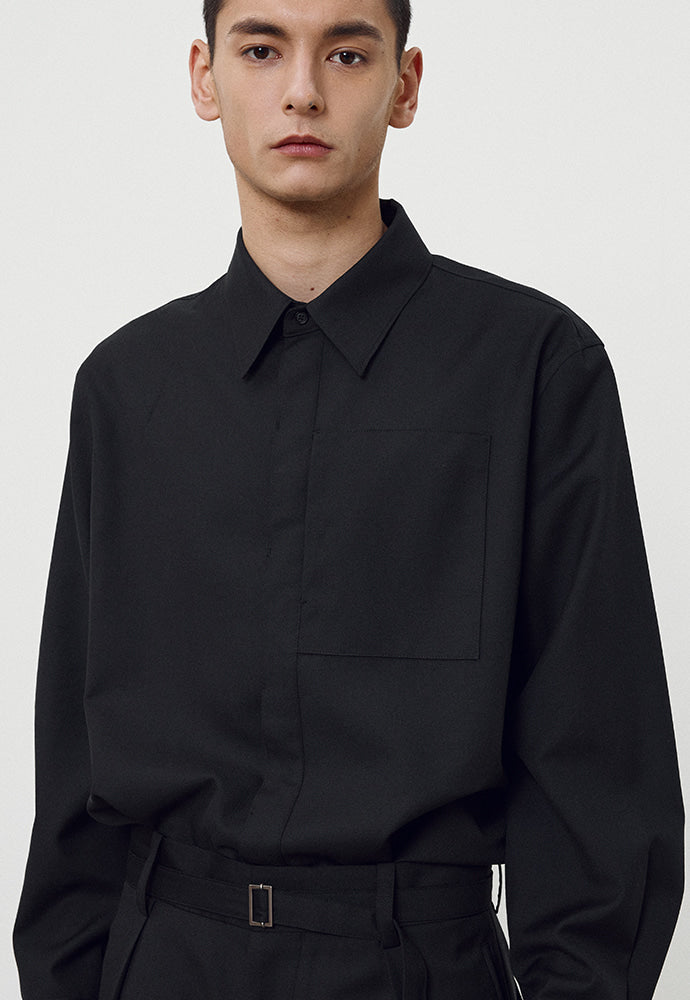 Tonywack - Wool Twill Hidden Pocket Shirt (Black) product image 8 | TRAB K-Fashion Australia