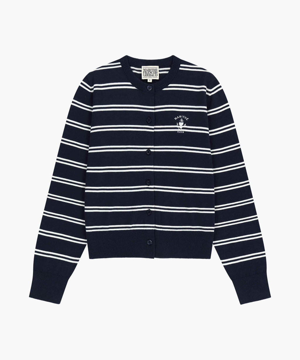 Marithe & Francois Girbaud - Stripe Knit Cardigan (Navy) product image 6 | TRAB K-Fashion Australia