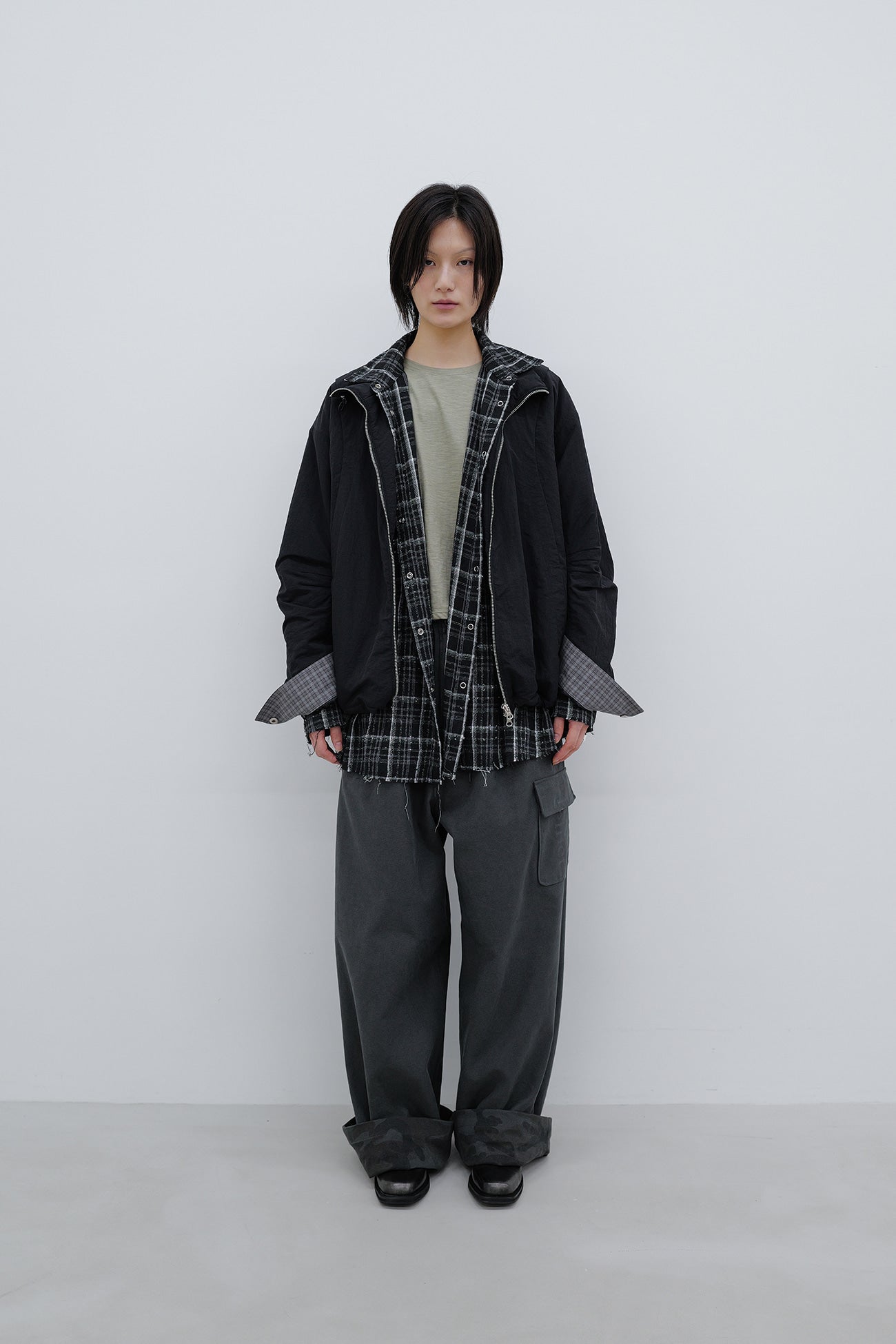 Deinet - Deinet Check Contrast Bomber Jacket (Black) product image 1 | TRAB K-Fashion Australia
