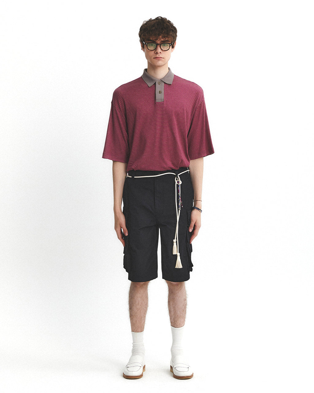 Eastlogue - Functional Relaxed Polo Shirt (Beige Stripe) product image 1 | TRAB K-Fashion Australia