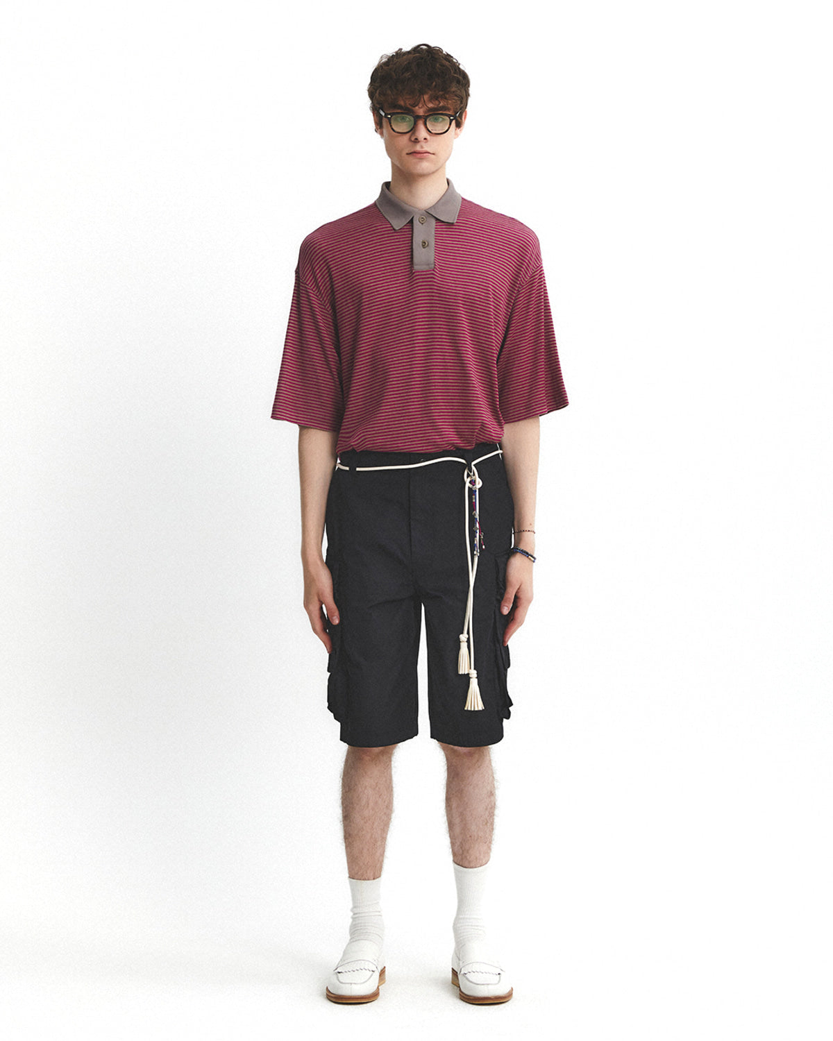 Eastlogue - Functional Relaxed Polo Shirt (Beige Stripe) product image 1 | TRAB K-Fashion Australia