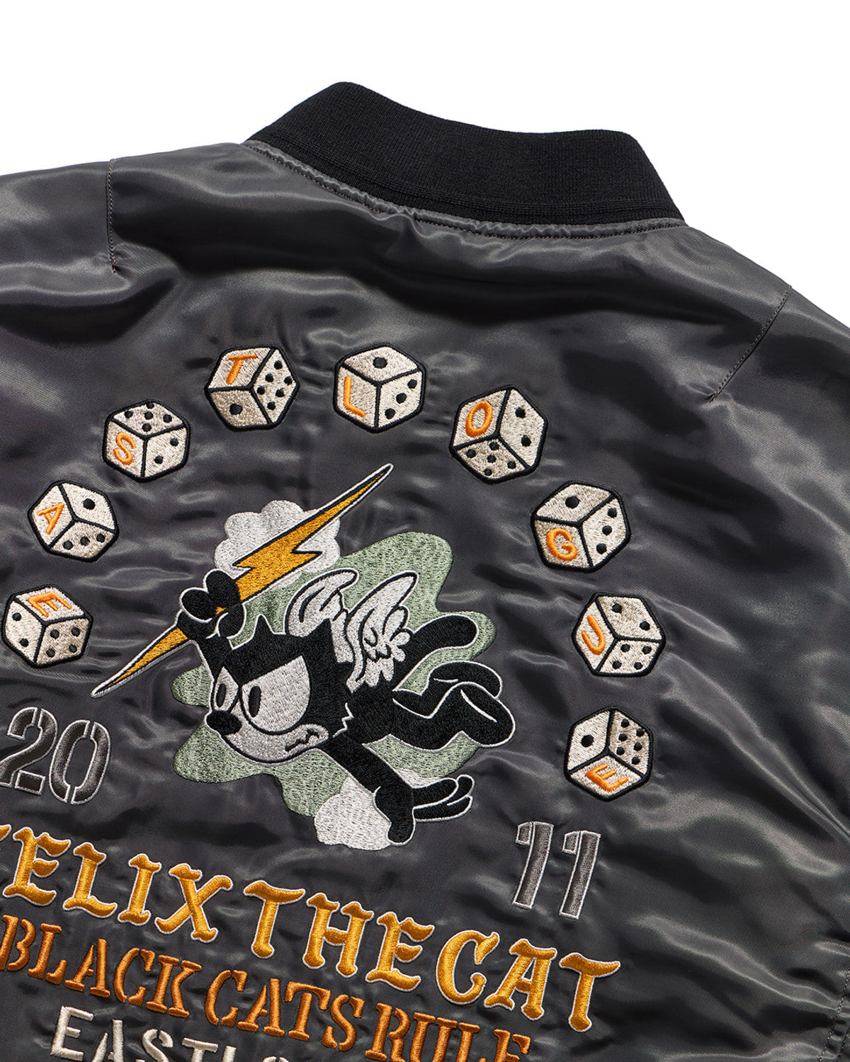 Eastlogue - Angel Felix Embroidery Flight Ma-1 Jumper (Charcoal) product image 6 | TRAB K-Fashion Australia